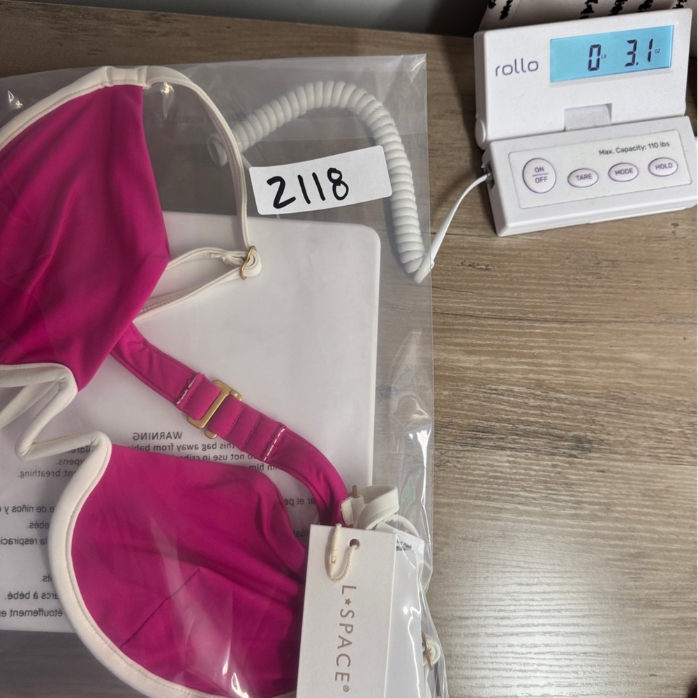 L*Space Nico Bikini Top XL Pink Underwire Bougainvillea & Cream Vacation Swim - Picture 11 of 11